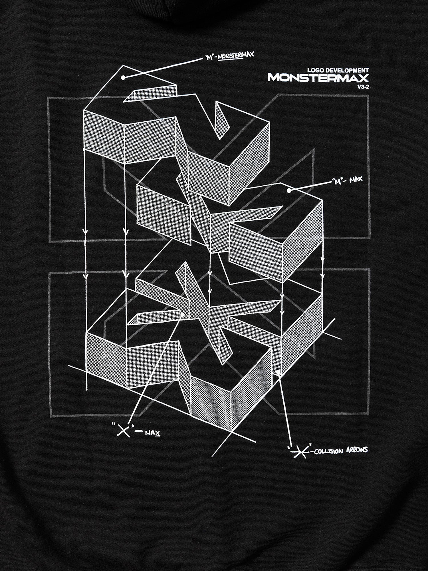 MONSTERMAX SCHEMATIC BLACK HOODIE - Image 3